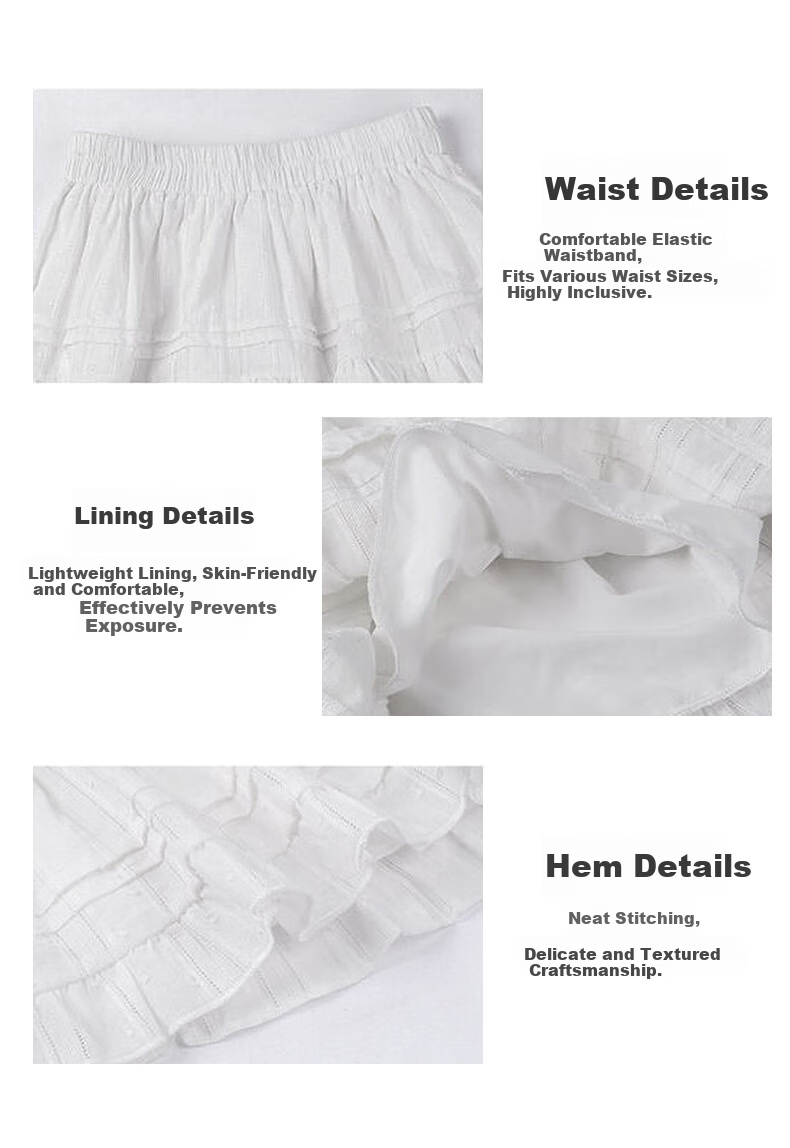LangSha Ballet Skirt for Women, Summer High-Waisted Slimming Pure Cotton A-Line Skirt with Ruffle Trim, Fresh And Sweet Style Puffy Midi Skirt 12