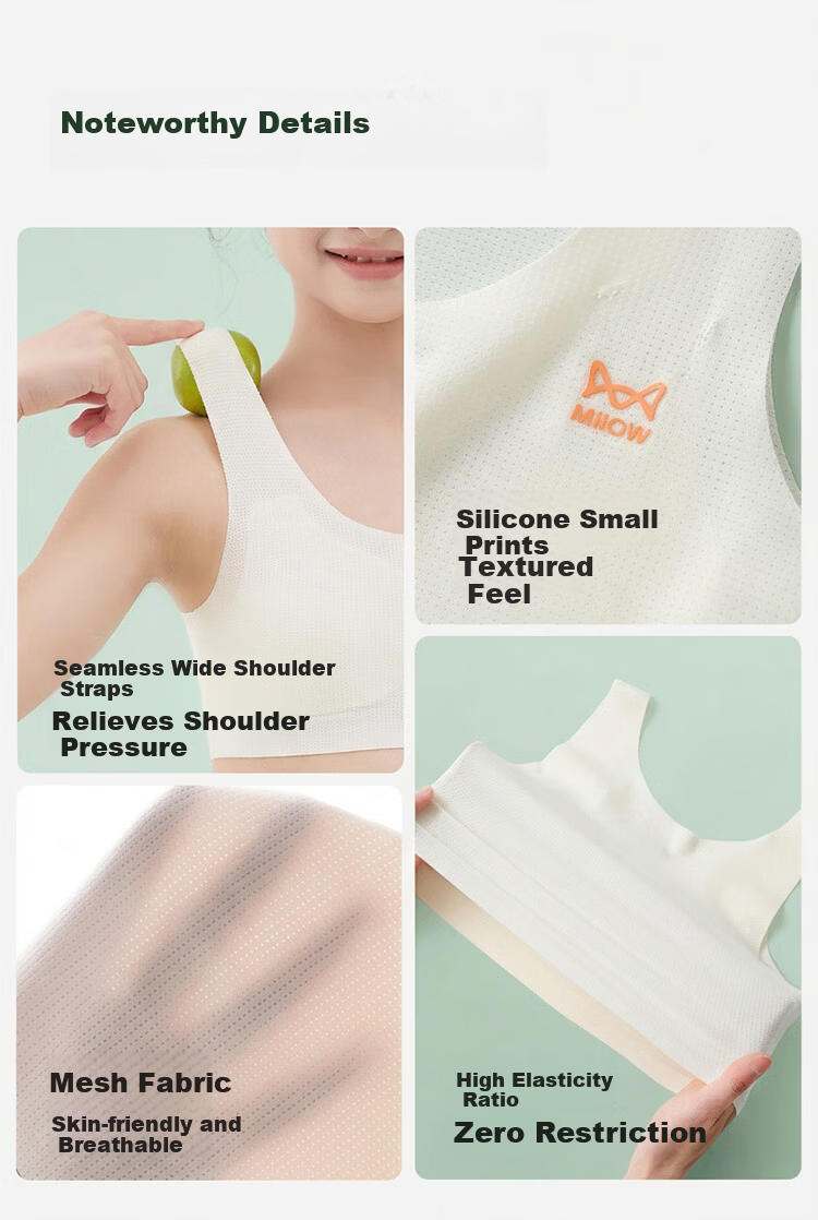 Miiow Girl Underwear 6-12 Years Old Early Development Stage 1 Elementary and Middle School Girls Bra Vest Children's Underwear 13