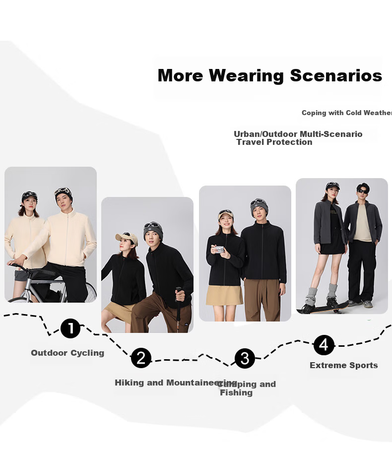 LangSha Autumn Winter Fleece-Lined Sweatshirt Unisex Polar Fleece Jacket Thickened Warm Windproof Softshell Inner Lining Off-White 12