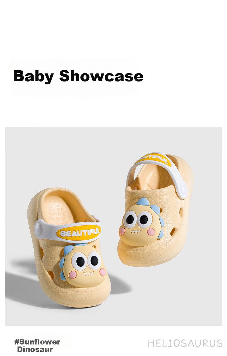 OUYUN Kids Slippers Clogs Baby Summer Non-Slip Indoor Bath Shoes Rhine Dinosaur Size 18 15