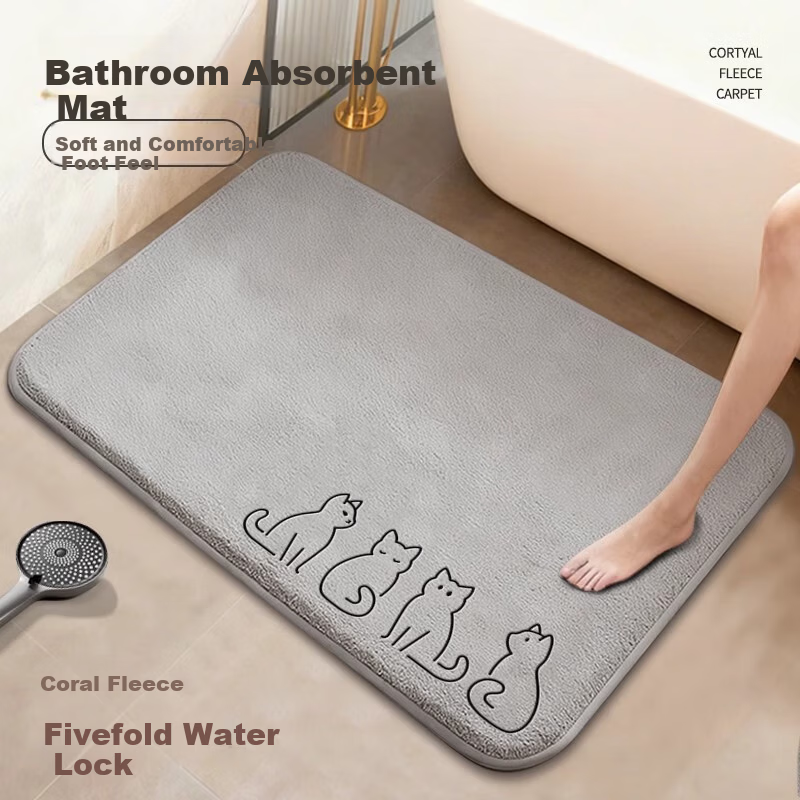 Luoyoute Bathroom Absorbent Non-Slip Door Mat Home Washroom Carpet Toilet Bath Mat