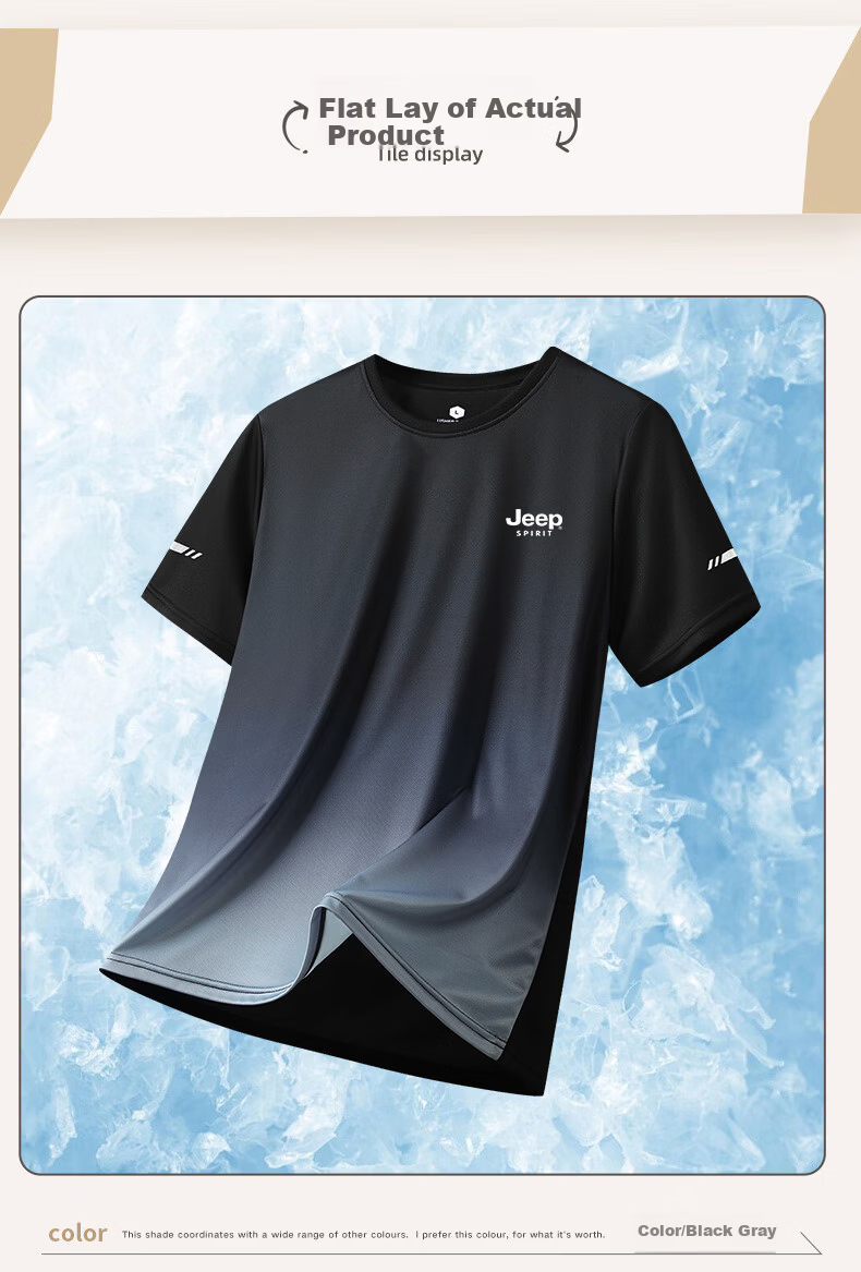 JEEP SPIRIT Men's Summer Set, T-Shirt And Shorts Two-Piece Suit, Casual Large Size Sportswear for Men, Black And Red, M 23