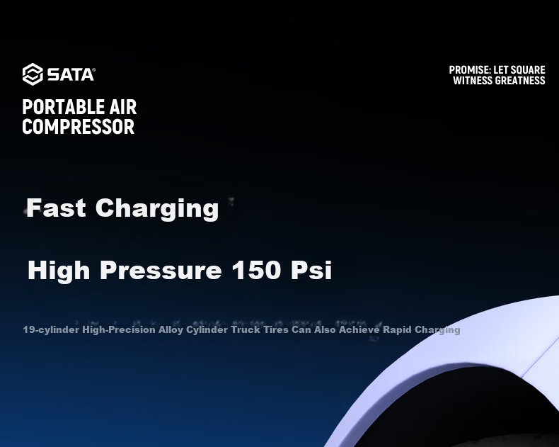 SATA Wireless Car Air Pump with Tire Pressure Detection, Automatic Start-Stop Inflation Pump, Electric Car Air Inflator D05116 7