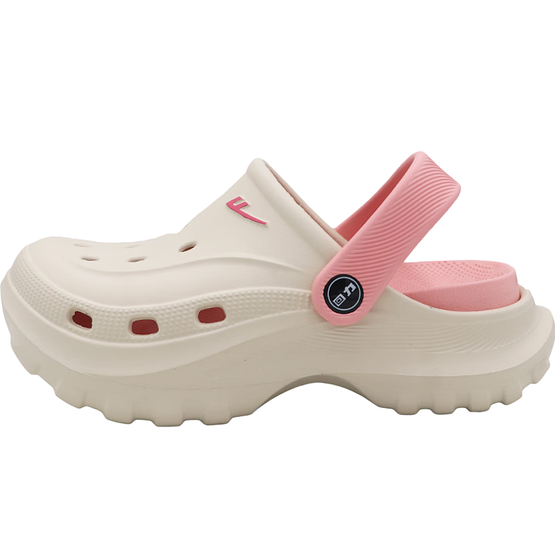 Warrior Women's Hollow-out Shoes Height Increasing Soft Sole Garden Shoes Outdoor Wear-resistant Casual Sandals SDJ-0767 Beige Pink Size 37