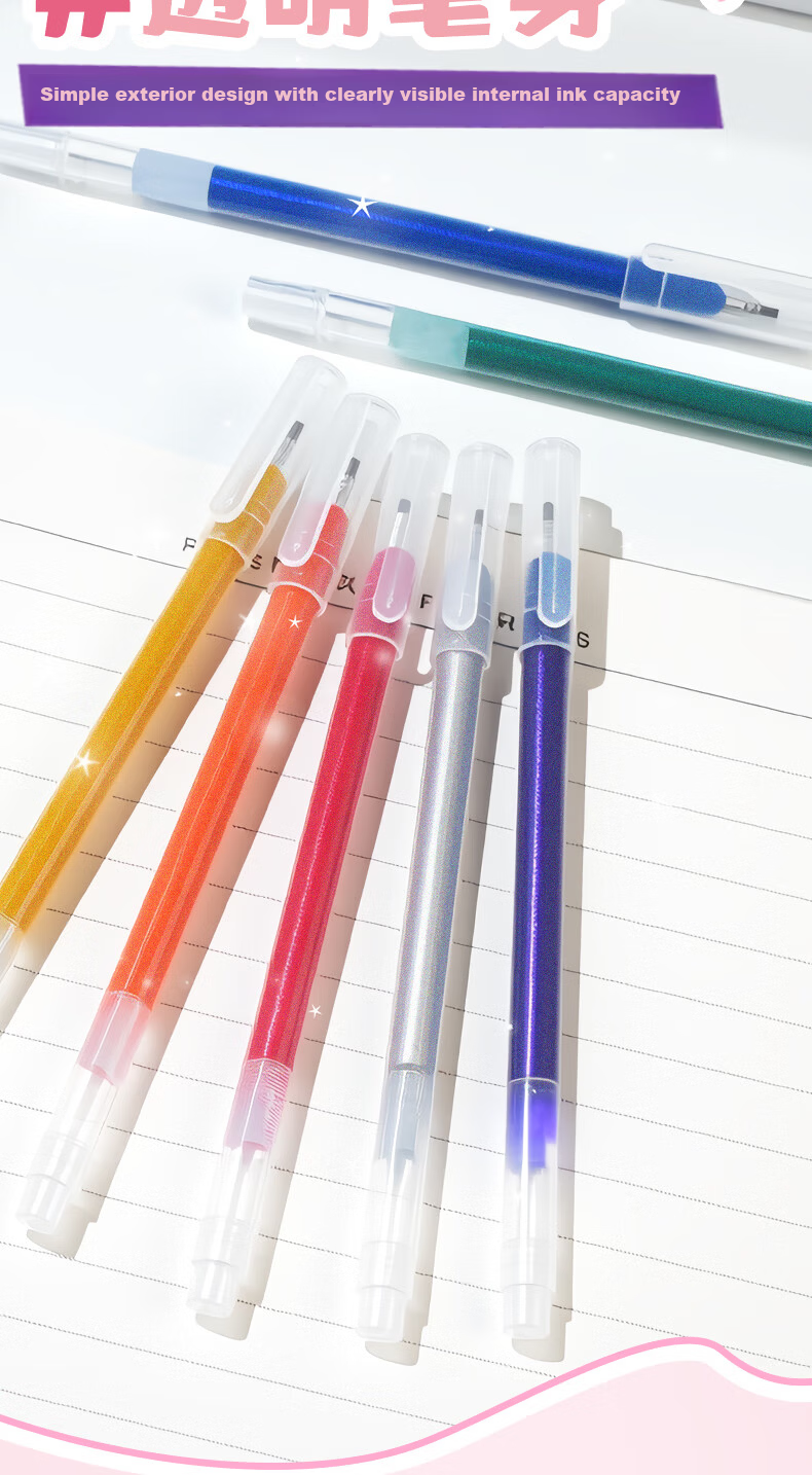 TRUECOLOR 8-Color Glitter Gel Pen Set Non-Toxic Fluorescent Marker Pens for Kids Primary School Students Pearl Watercolor Highlighting Pens 068 10