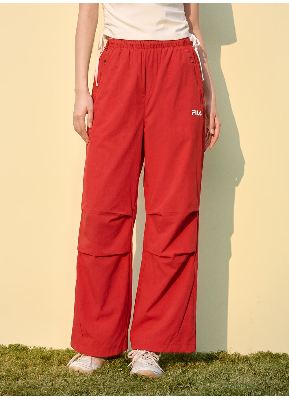 FILA Women's Woven Long Pants 2026 Summer Casual Loose Cool Sun-Protective Straight-Leg Trousers [Han So-hee Style] 30