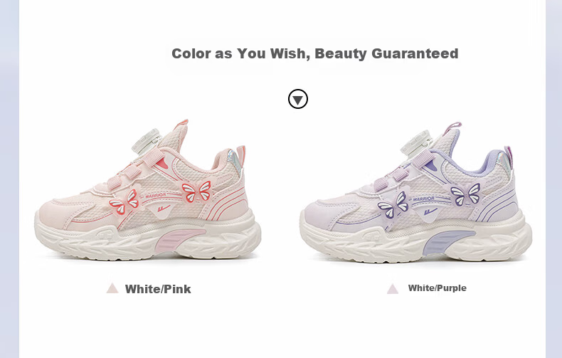 Warrior Kids Girls Sports Shoes Spring Autumn Mesh Breathable Lightweight Running Shoes WZ-1710 White/Pink Size 30 1