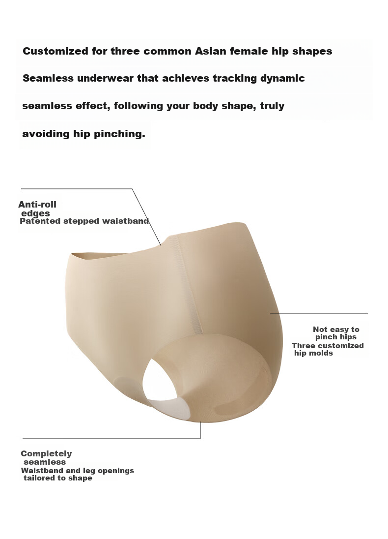 Bananain 508A Women's Seamless Multi-Hip Anti-Chafing 10A Antibacterial Mid-Waist Breathable Sports Yoga Briefs 3-Pack 2