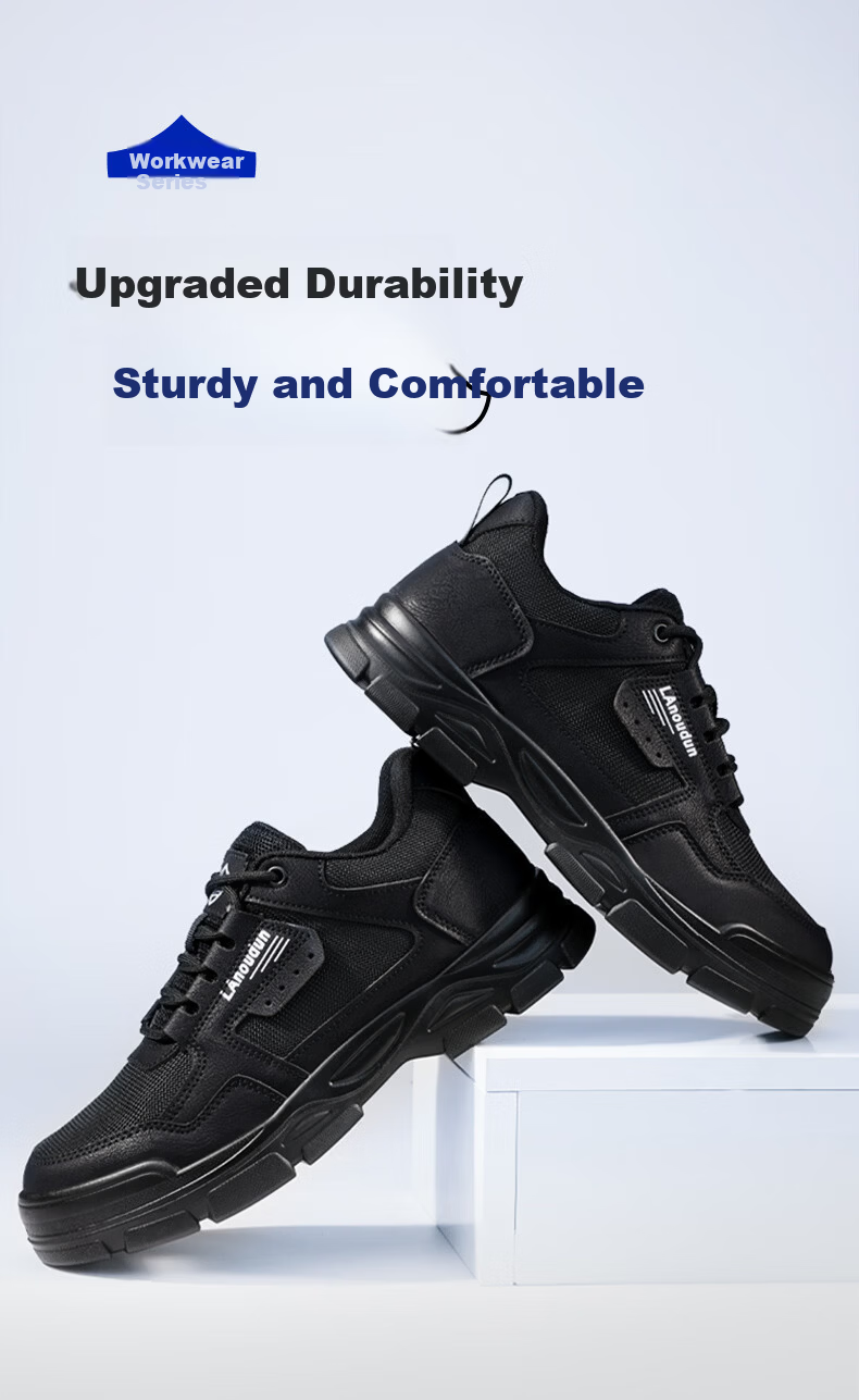 BlueOwl Shield Men's Summer Breathable Lightweight Comfortable Anti-Smash Anti-Puncture Steel Toe Safety Work Shoes DL216 Size 42 6