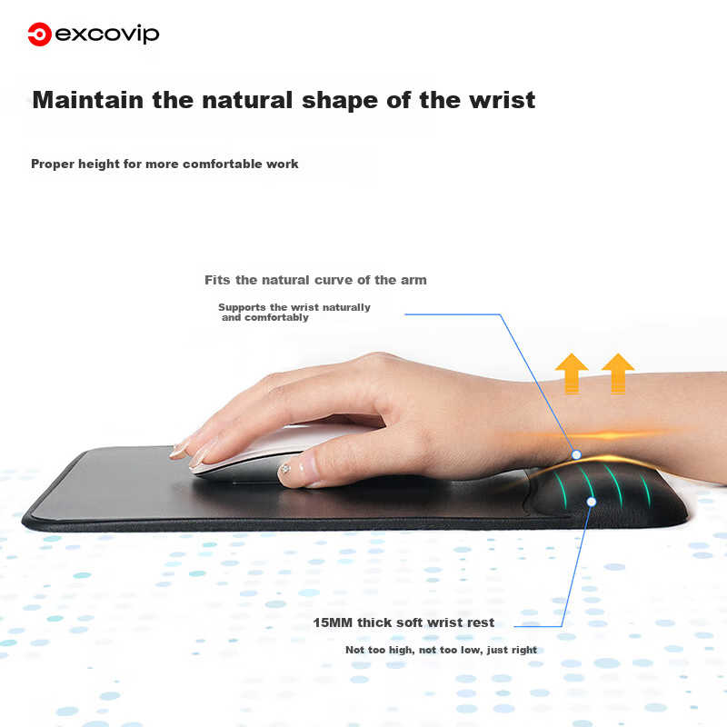 EXCO Leather Mouse Pad Wrist Rest Silicone Wrist Support Waterproof Leather Business Wrist Support Computer Office Gaming Desk Mat Large Wrist Pad 0530