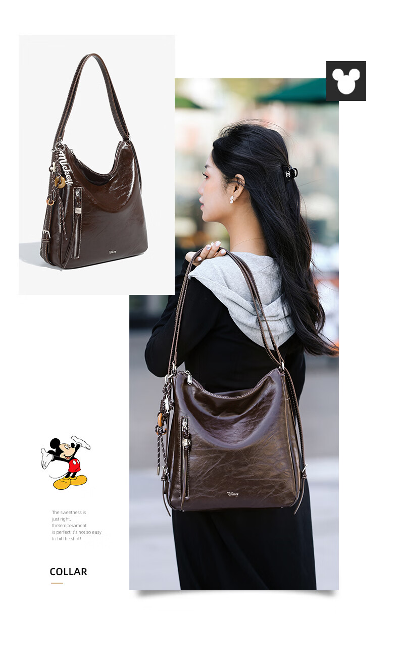 Disney Large Capacity Tote Bag Women's New Shoulder Bag Premium Light Luxury Niche Commuter Underarm Bag 5