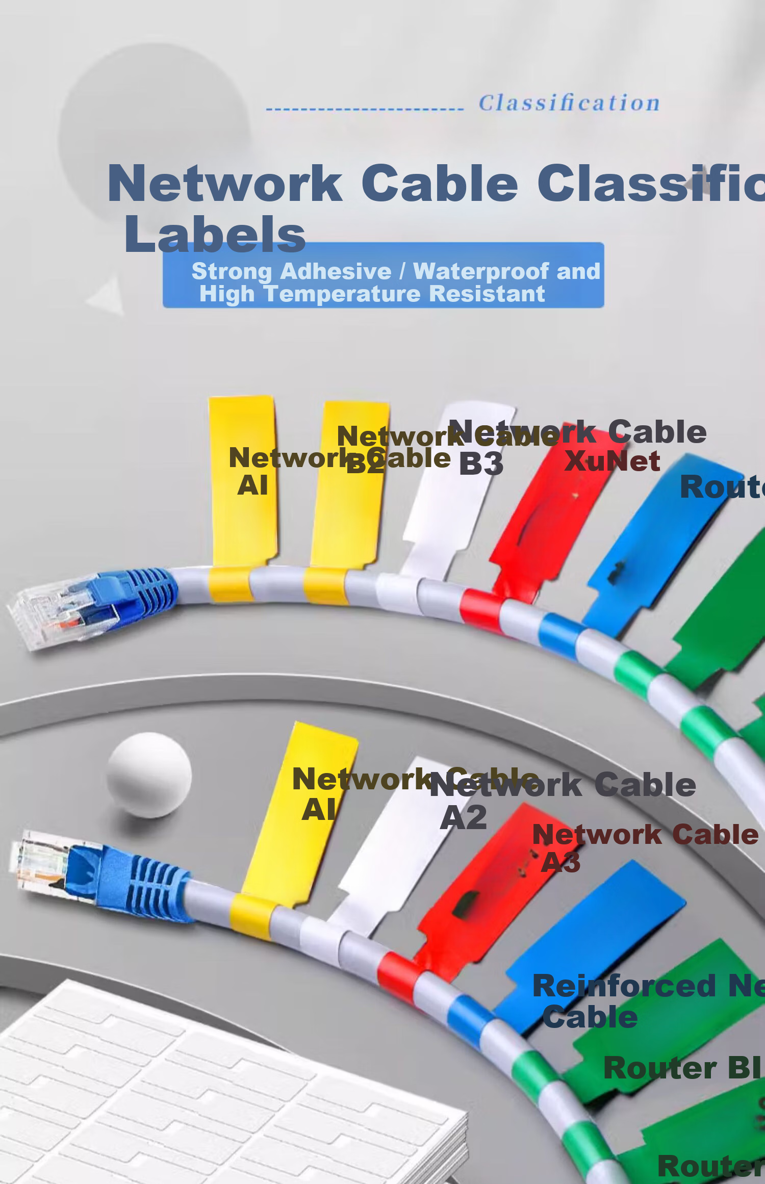 Congpai Network Cable Label Stickers Cable Tags Data Wire Label Paper Wire Marking Cable Charging Line Identification 6 Colors 180 Pieces 1