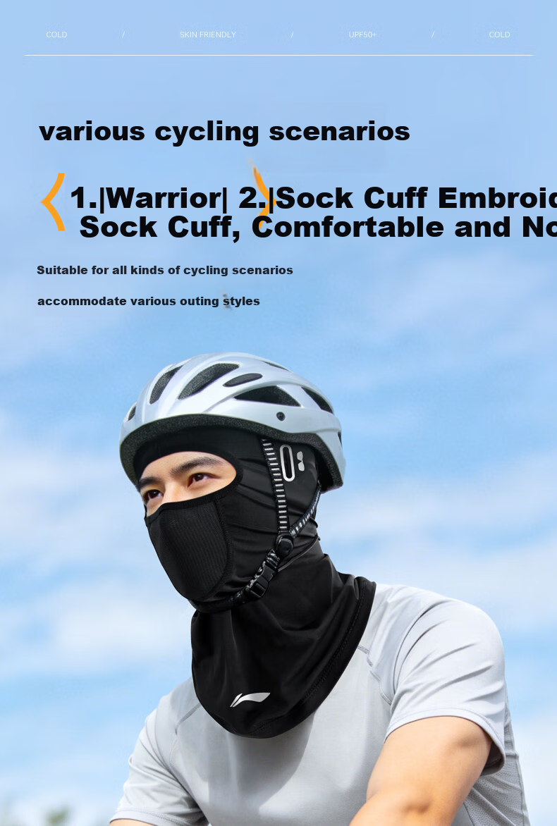LI-NING Sun Protection Face Mask Cycling Headwear Ice Silk Full Face Cooling Outdoor Motorcycle Helmet Liner Bicycle Headscarf 8