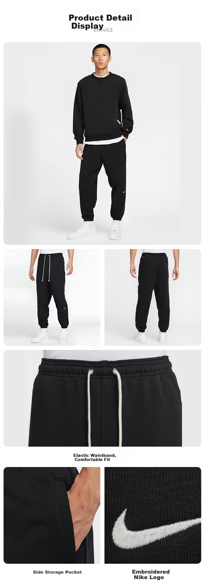 NIKE Men's Running Training Jogger Pants Spring Autumn Commuter FZ0225-010 Black XL 5