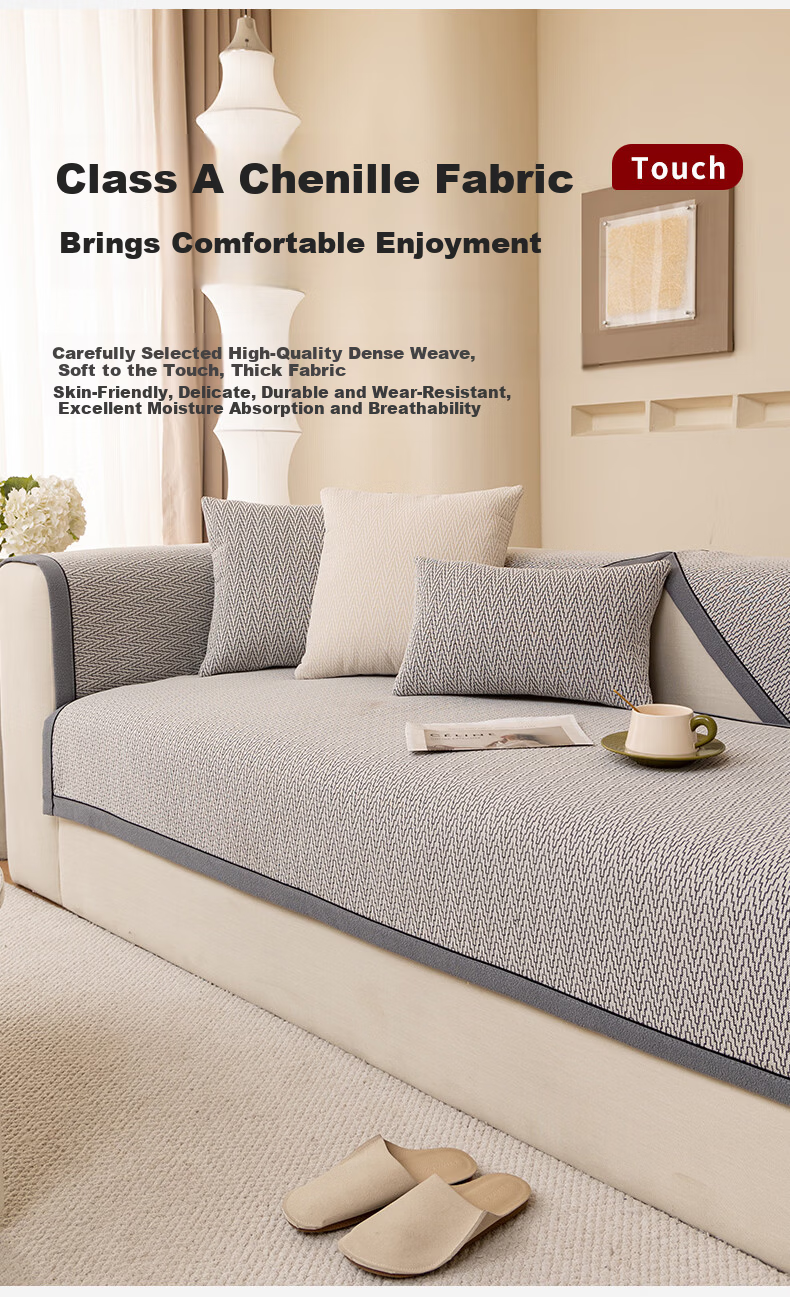MUJI Sofa Cushion Cover High-Quality Four-Season Universal Non-Slip Seat Cushion Fabric 70x70 Bosse-Gray 7