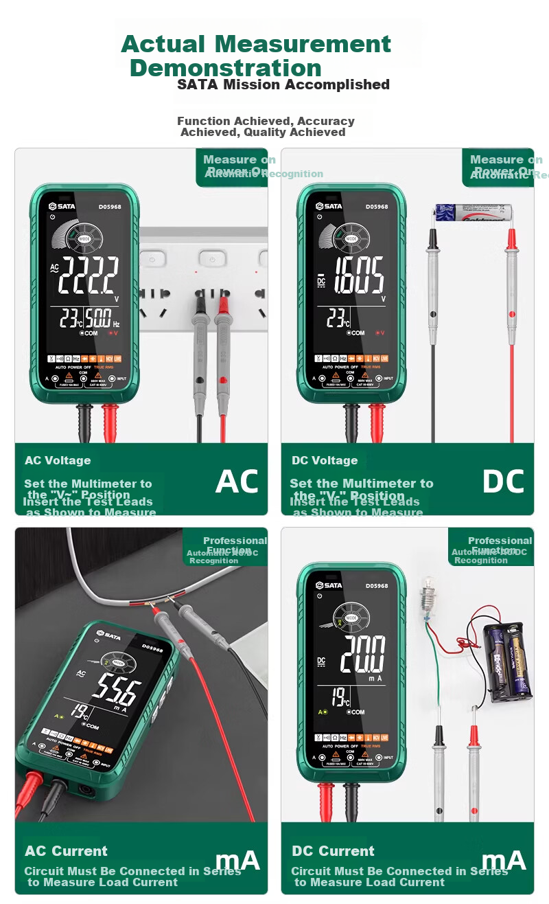 SATA Ultra-Thin Digital Multimeter High-Precision Multifunction Fully Automatic Portable Universal Meter D05967 Standard Edition 15