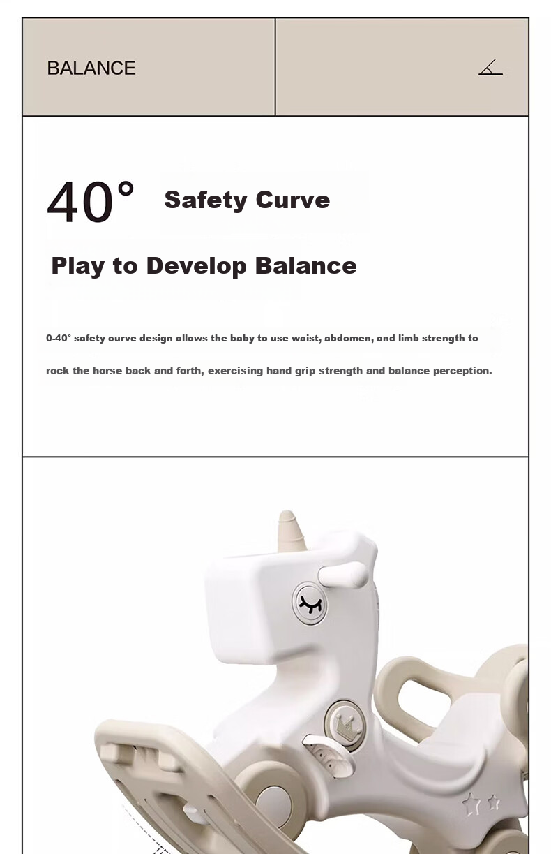 BEIESTATE Unicorn Children's Rocking Horse Wooden Horse Toy Multifunctional Rocker Baby First Birthday Gift - Beimofen 7 13