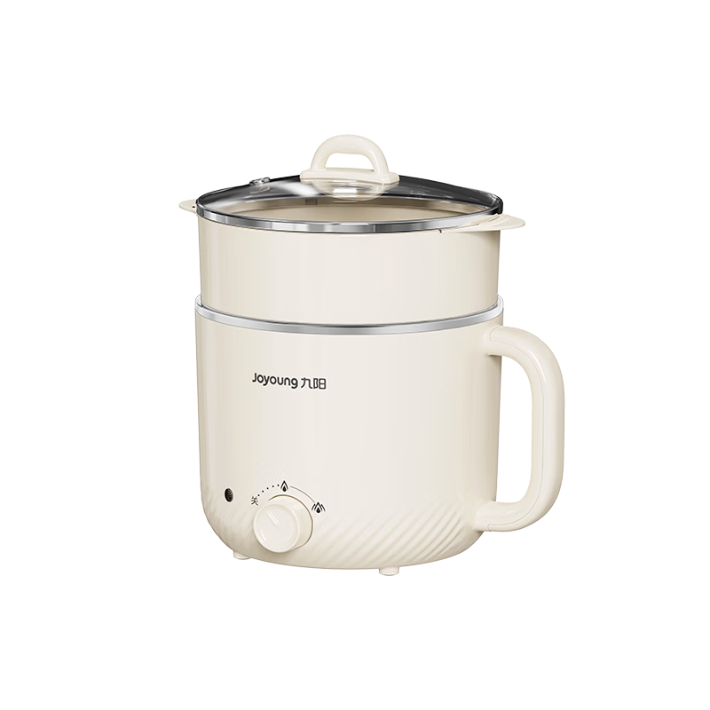 Joyoung 0-Coating Electric Hot Pot Small Cooking Pot Electric Steamer Hot Pot Multi-Functional Electric Cooker for Students Dormitory 1-2 People 1.8L Instant Noodle Electric Hot Pot HG15-G20 [Steamer 