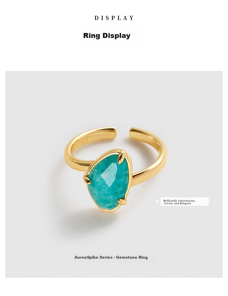 Amber Lollipop Amazonite Adjustable Open Ring for Women, Birthday and Mother's Day Gift for Mom and Wife 6