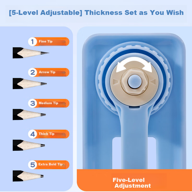 COMIX Manual Pencil Sharpener Adjustable Thickness Automatic Pencil Feeding Lead Breakage Prevention Student Stationery School Gift EB601 Blue