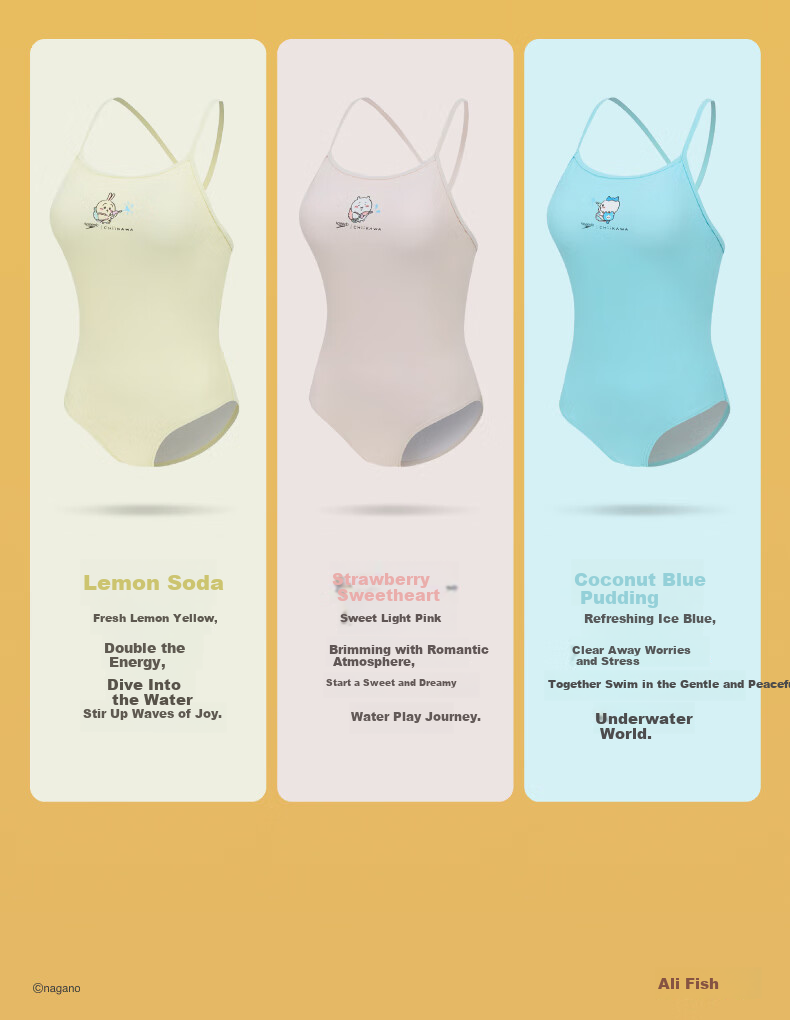 Speedo CHIIKAWA Series Li Bingjie Yu Yiting Style Printed Thin Strap Women's One-Piece Swimsuit for Hot Spring Vacation 14