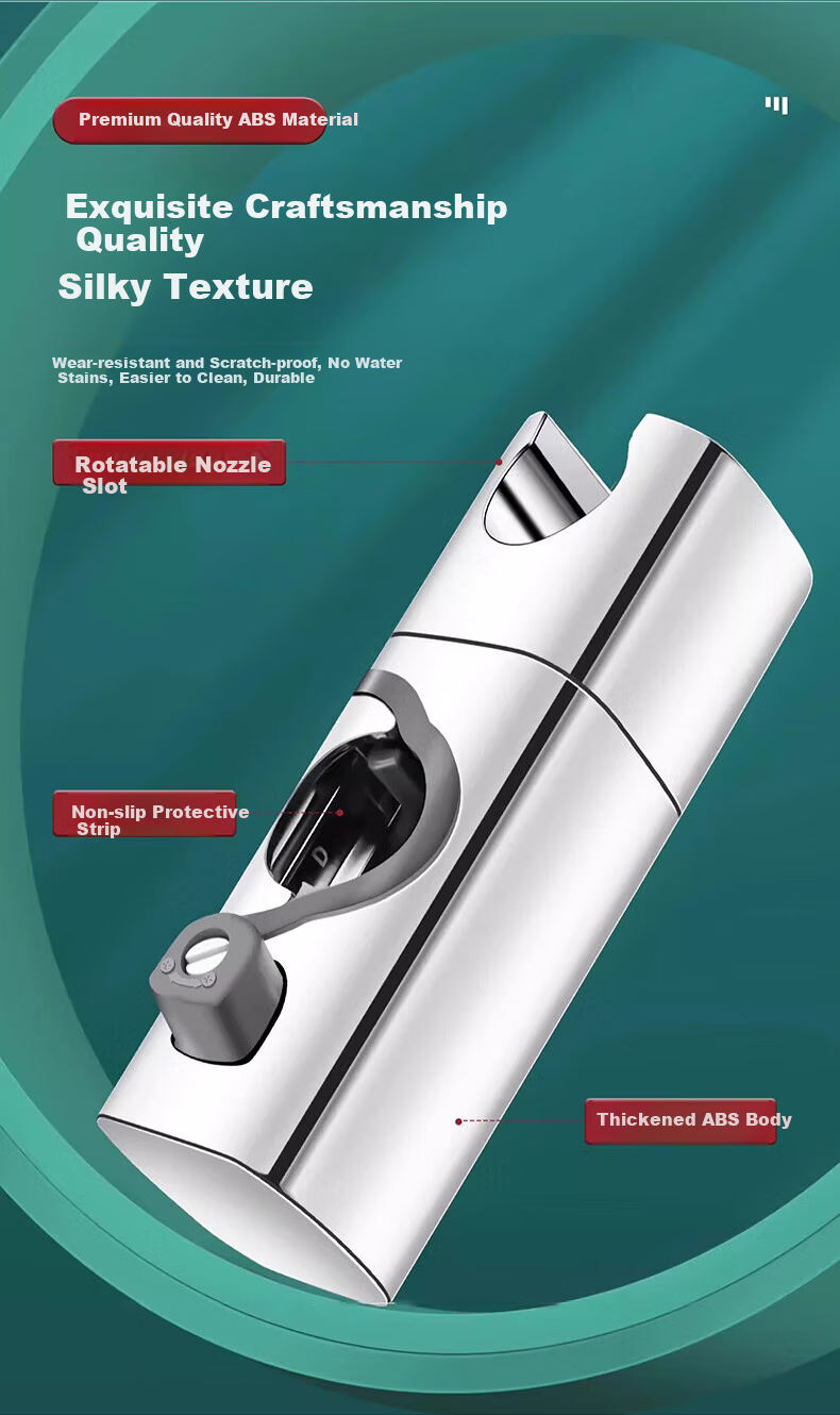WUZORY [Germany] Pressurized Shower Head Holder, No-Drill Clip Fixed Sliding Bracket W121 7