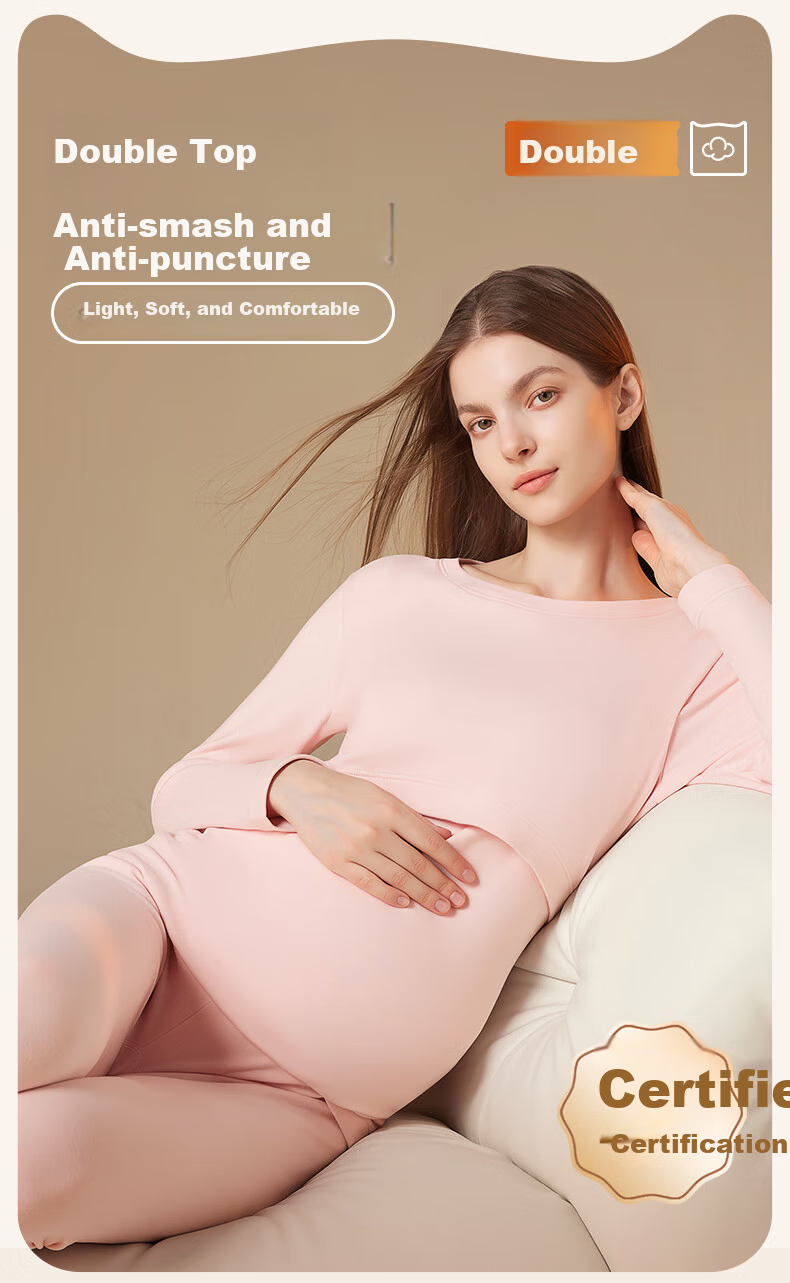 MiiOW Maternity and Nursing A-Class Baby Cotton Thermal Fleece Autumn Winter Warm Underwear Set for Pregnant Women 1
