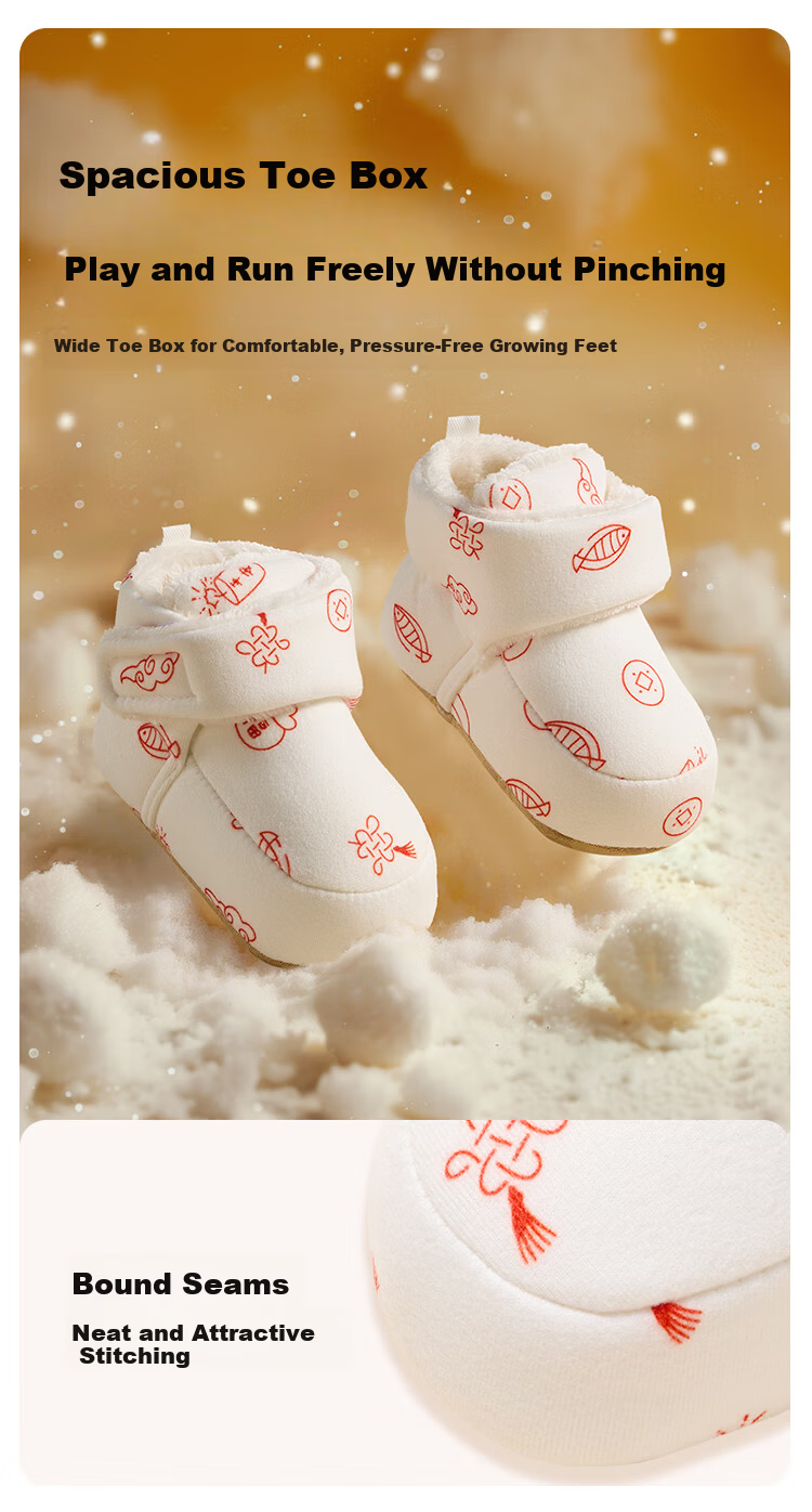 AIBEDILA Infant Walking Shoes, Autumn And Winter Style, 0-12 Months Pre-Walking Shoes, Soft-Soled Cotton Shoes for Young Infants, Warm for Winter 6