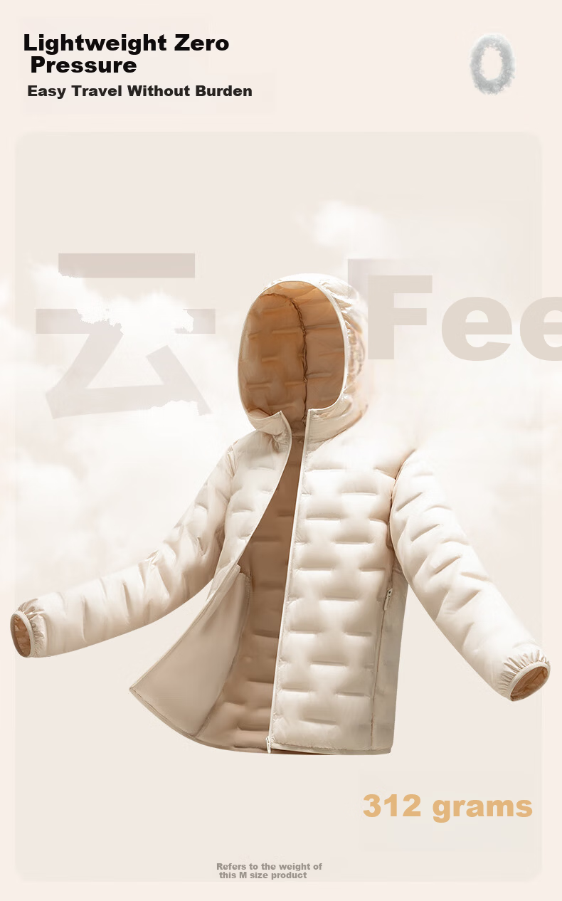 SNOWFLYING Women's Short Down Jacket 2025 Winter Korean Slim Fit Lightweight 90% Down Coat Cream Light Beige XL 3