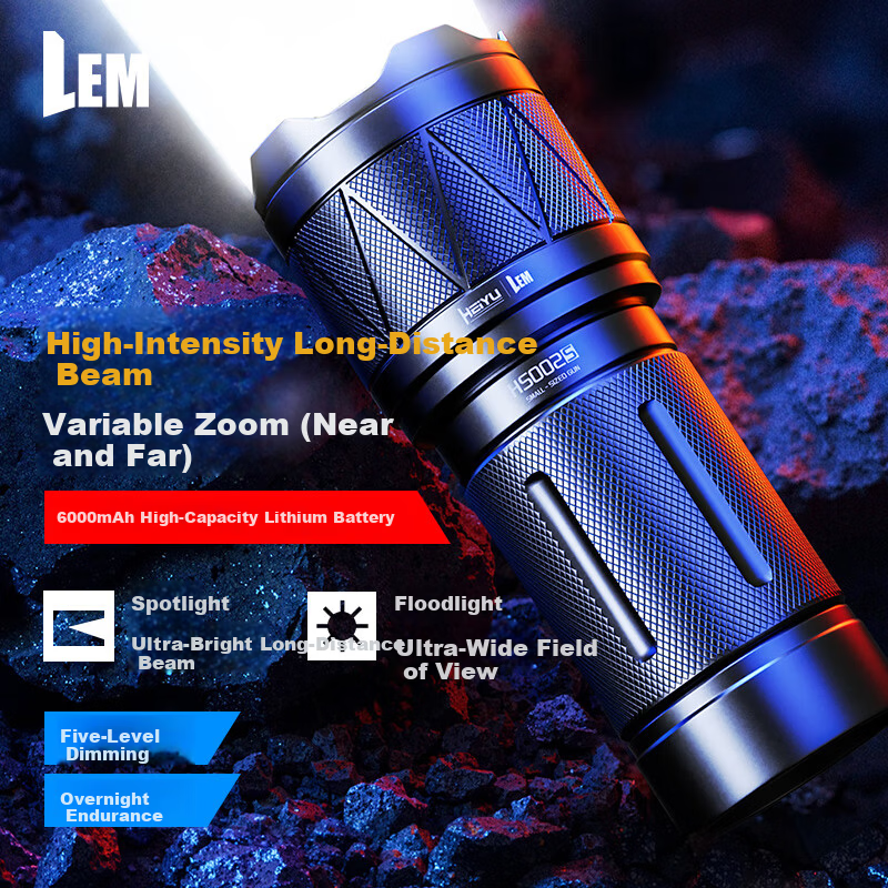 LEM Flashlight High Brightness Zoomable Long-Range Portable Survival Military Emergency Light