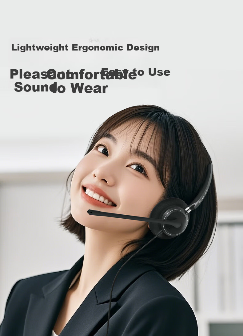 RownFusny EH15 USB Single-Ear Dual-Mic Noise-Cancelling Headset for Call Center Business Office 3