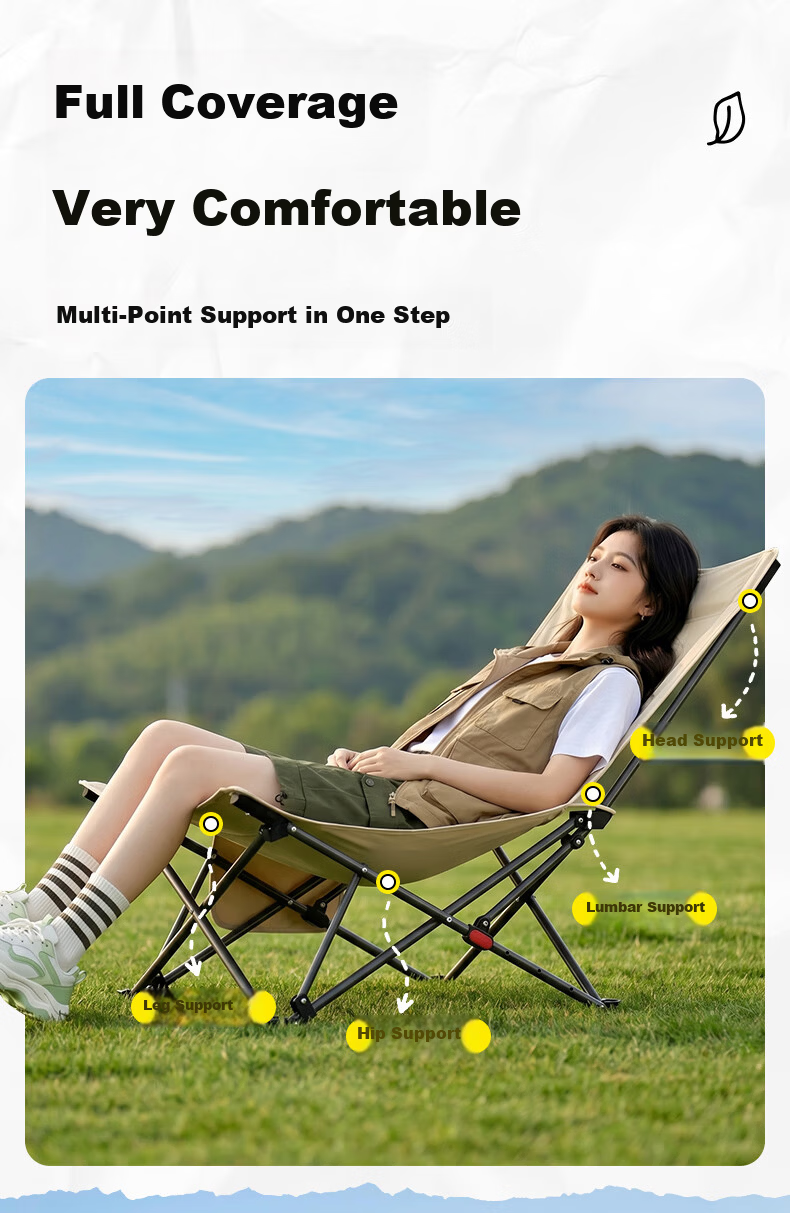 DU PONT Outdoor Folding Camping Chair Adjustable Footrest Recliner Multipurpose Chair 7