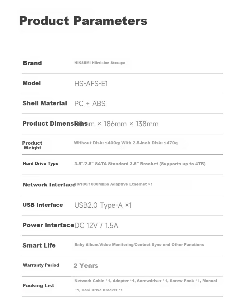 HIKSEMI Hikvision Private Cloud E1 Single-Bay NAS Network Storage Personal Home NAS Cloud Drive Photo Backup File Sharing Mobile Expansion Surveillance Recording Remote Control 6