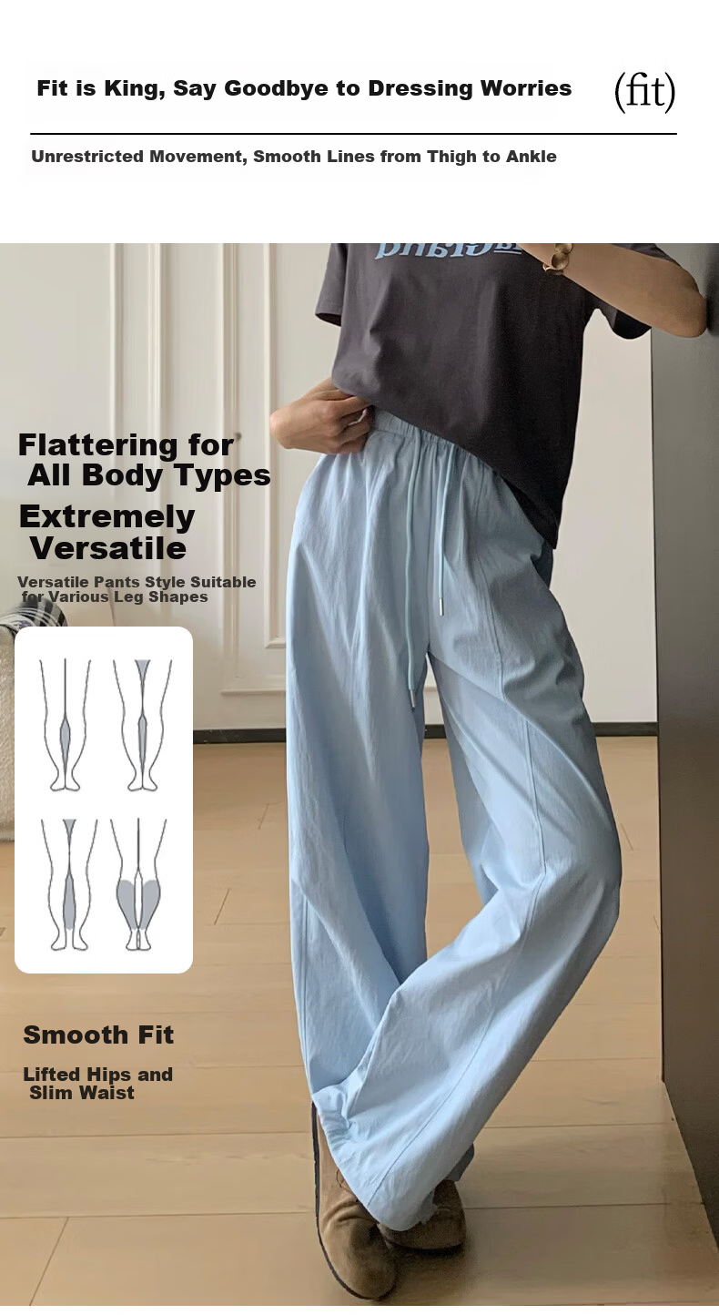 Xueqiman Lightweight Wide-Leg Pants Women 2026 New Summer High-Waist Loose Slim Paratrooper Sports Straight Casual Cargo Pants 5