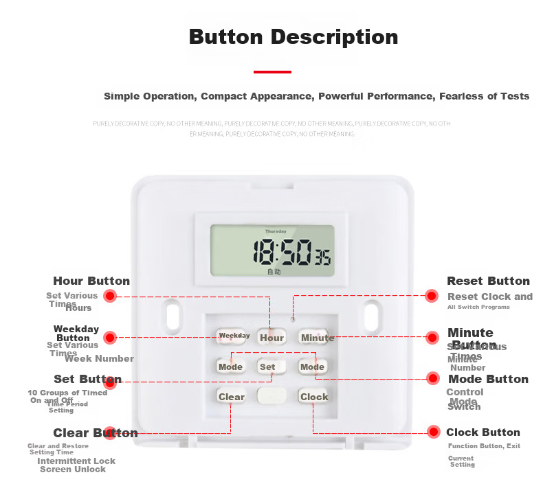 Xiya T21 Panel Timer Switch 250V Fully Automatic Wall-mounted Smart Time Control Microcomputer Advertising Light Timer 9
