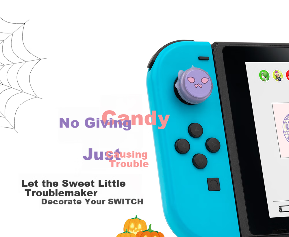 Jixiang Switch 2 Joystick Cap, Anti-Sweat, Non-Slip, Anti-Friction Joy-Con Controller Joystick Cap for NS2 Generation, Black And White Sweet Heart Skeleton Silicone Protective Cover, 4 Pieces 6