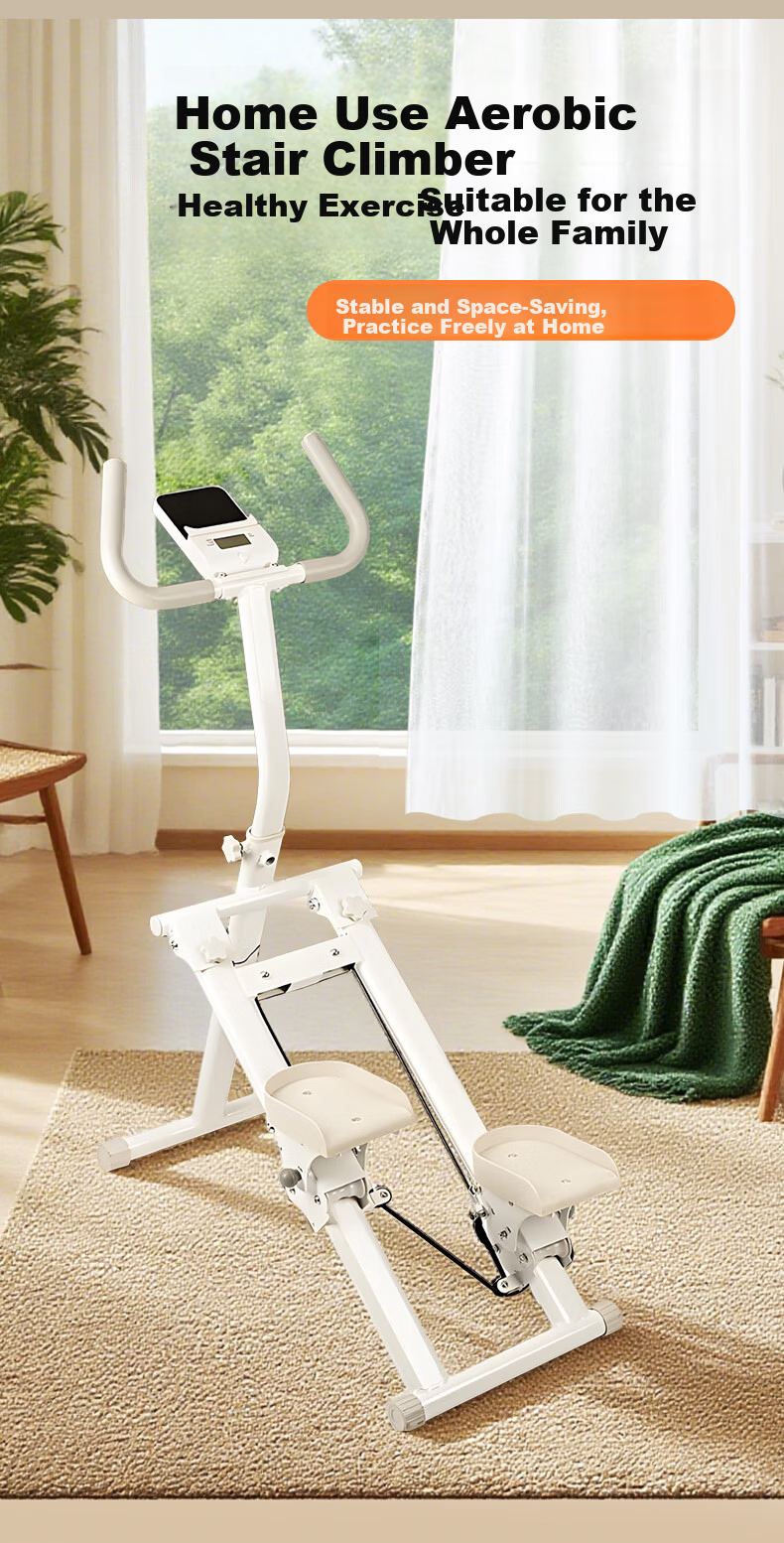 KOGER Fitness Stair Climber Multifunctional Dual Resistance Foldable Stepper Home Climbing Stair Machine Exercise Equipment White 3