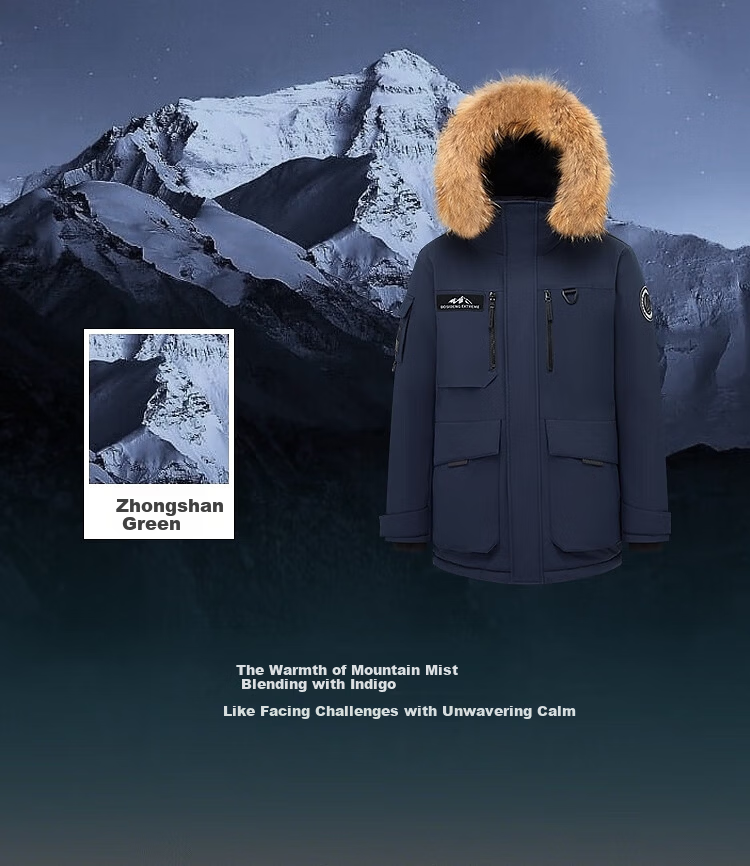 Bosideng Extreme Cold Goose Down Jacket Unisex Couple Thickened Winter Warm Windproof Coat with Large Fur Collar 9