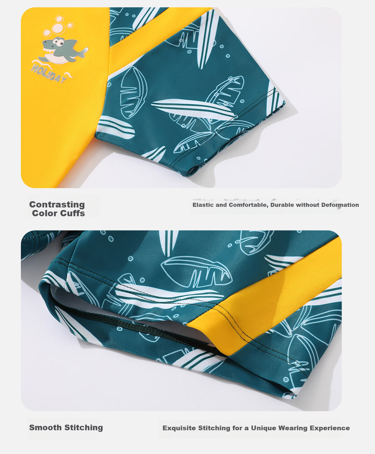 Youyou Kids Boys Short Sleeve Two-Piece Sun Protection Swimwear Professional Training Four-Piece Set 35121 Yellow 5XL 13