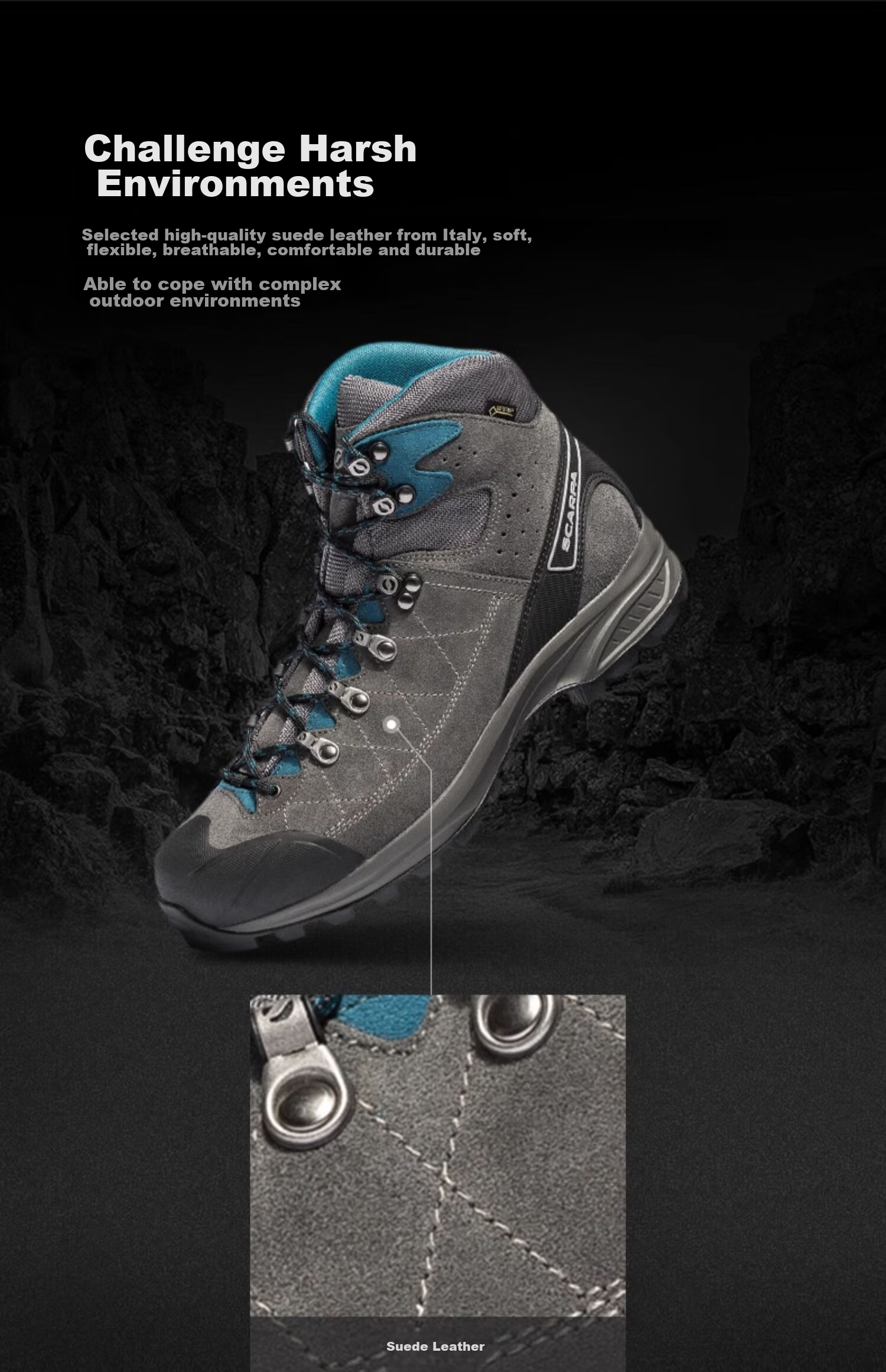 SCARPA Gengrenboqi Trekking Kailash Men's Waterproof Hiking Outdoor Mountaineering Shoes 61056-200 43N 5