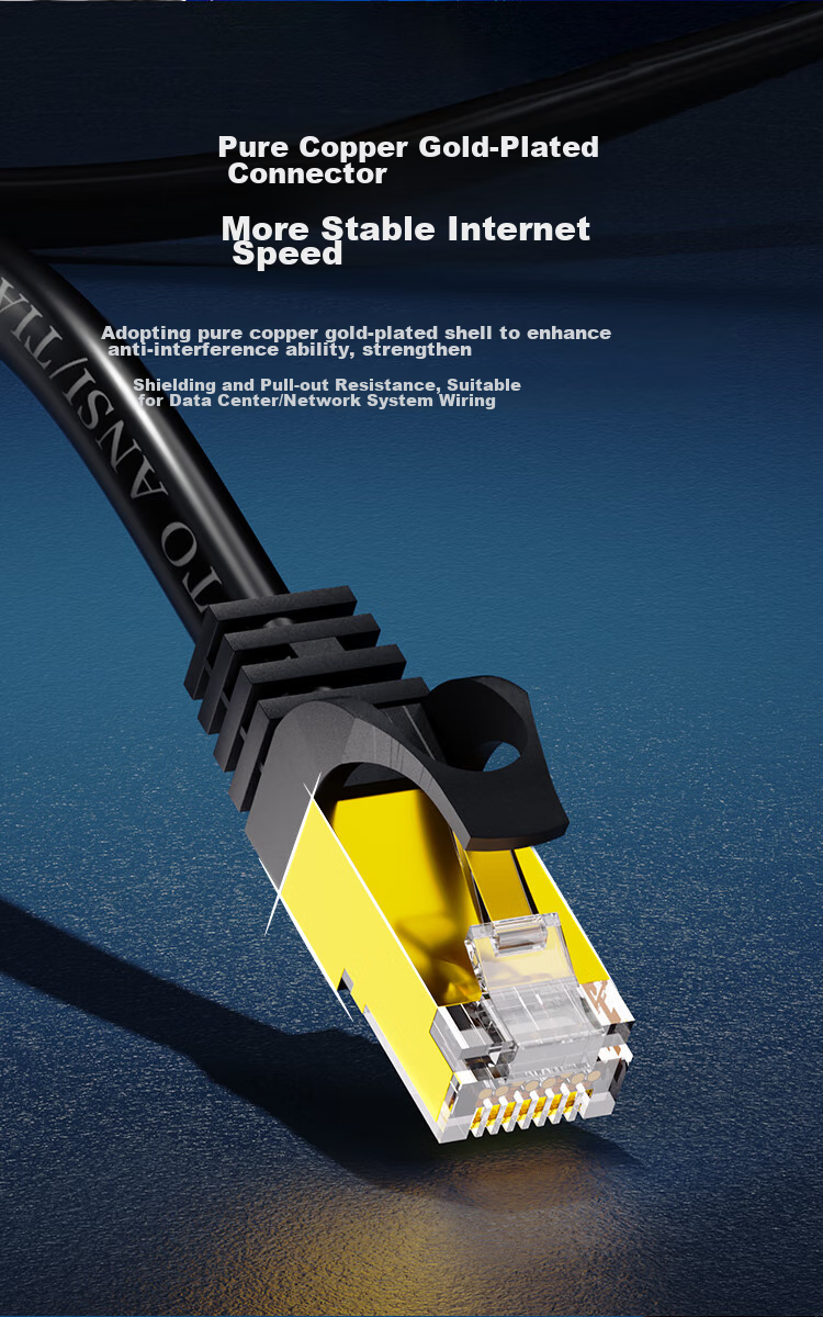 HAILE, Cat8 Pure Copper Ethernet Cable, 10 Gigabit Network Dual-Shielded Connection Cable, Network Cable with Double Connectors, Gaming E-Sports 1 Meter, HT-548 4