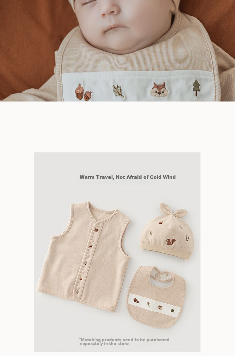 Guaiqi Bear Newborn Baby Pure Cotton Cap Spring and Autumn Seamless Soft Fontanelle Protection Baby Cute Outdoor Hat 6