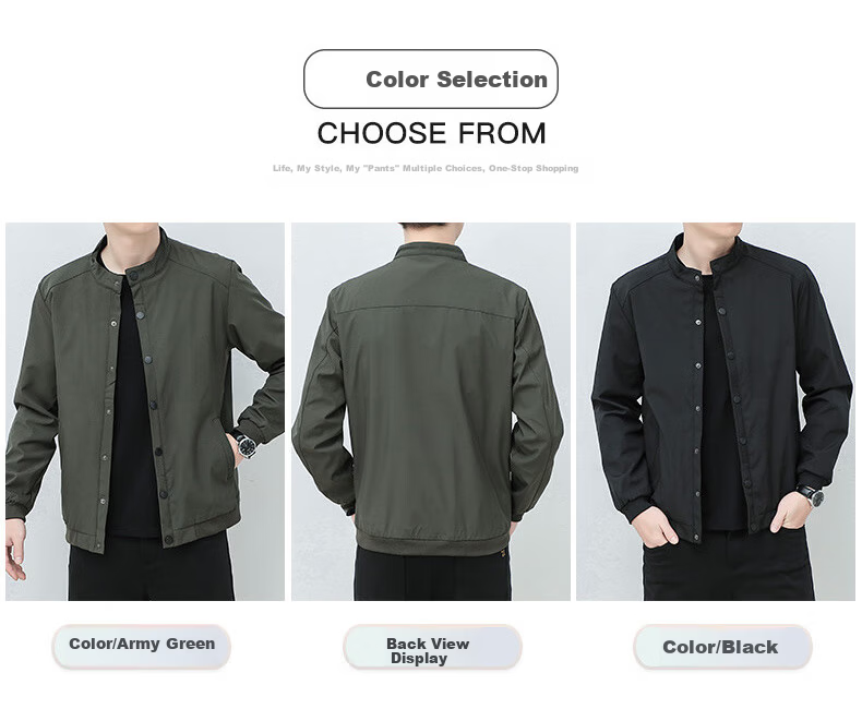 Jeanswest Men's Outdoor Sports Jacket Spring Autumn Casual Versatile Retro Outdoor Stand Collar Loose Trendy Cardigan Black XL 3