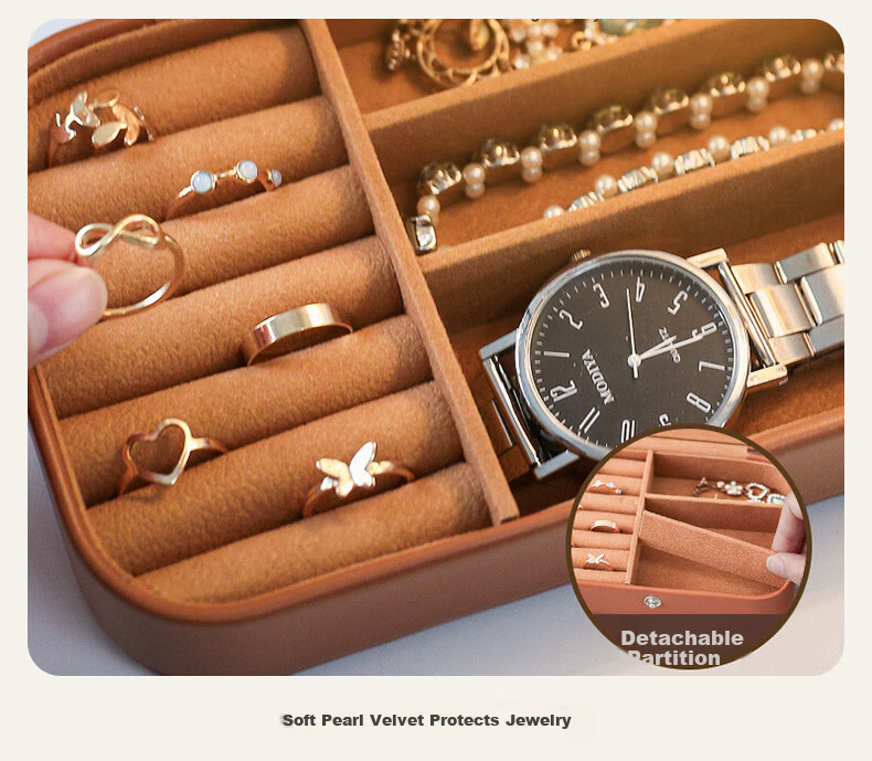 40,000 Kilometers High-End Exquisite Jewelry Box for Earrings, Studs, Rings, Necklaces, Gold Portable Accessory Organizer 10