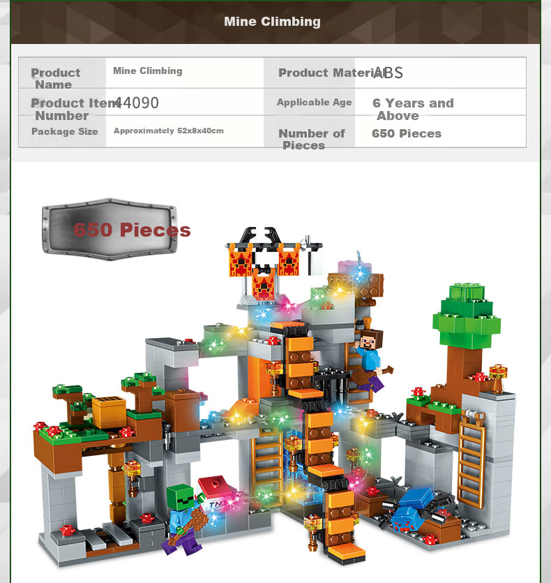 QiJi My World Building Blocks Children's Assembly Toy Village Puzzle Model Boys Girls New Year Gift Box 6