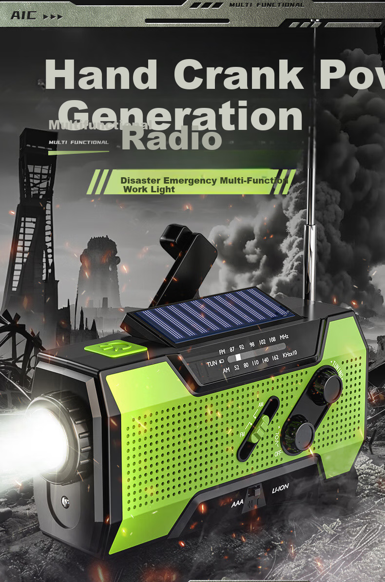 SHENYU Hand Crank Generator Radio Flashlight Emergency Outdoor Solar Multifunctional Charging Equipment Lighting Lamp 2