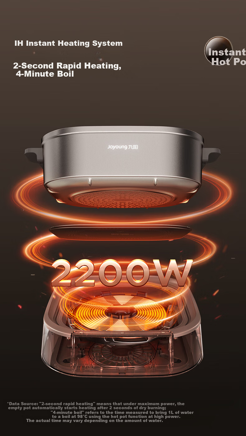Joyoung IH Electric Hot Pot 2200W High Power Multifunctional 6L Split Electric Frying and Cooking Pot HG60-G3 4