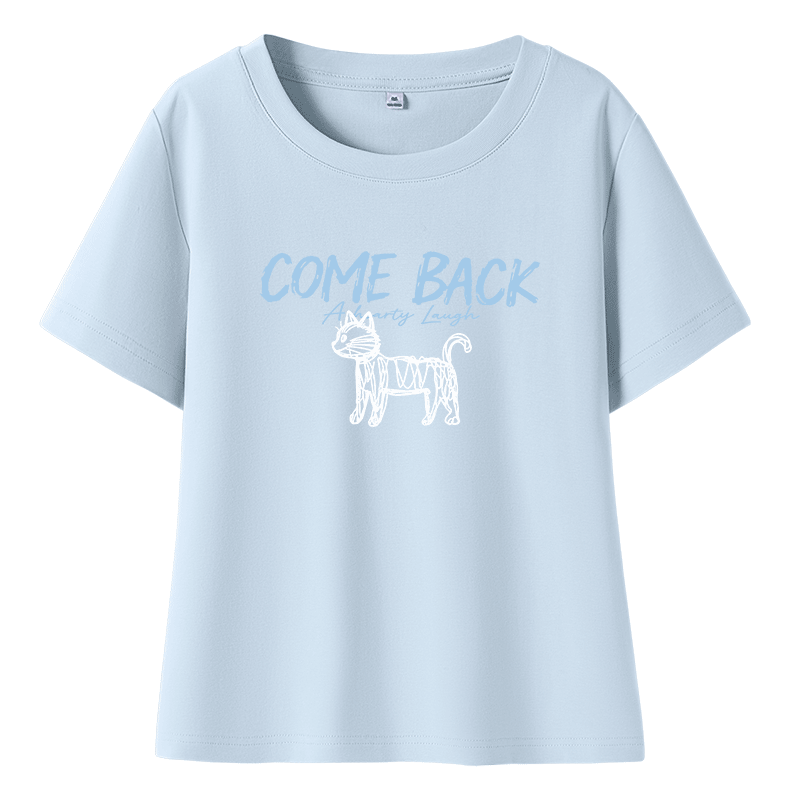 TonLion Women's Slim Fit Short Sleeve T-Shirt Summer New Cartoon Design Trendy Top for Petite