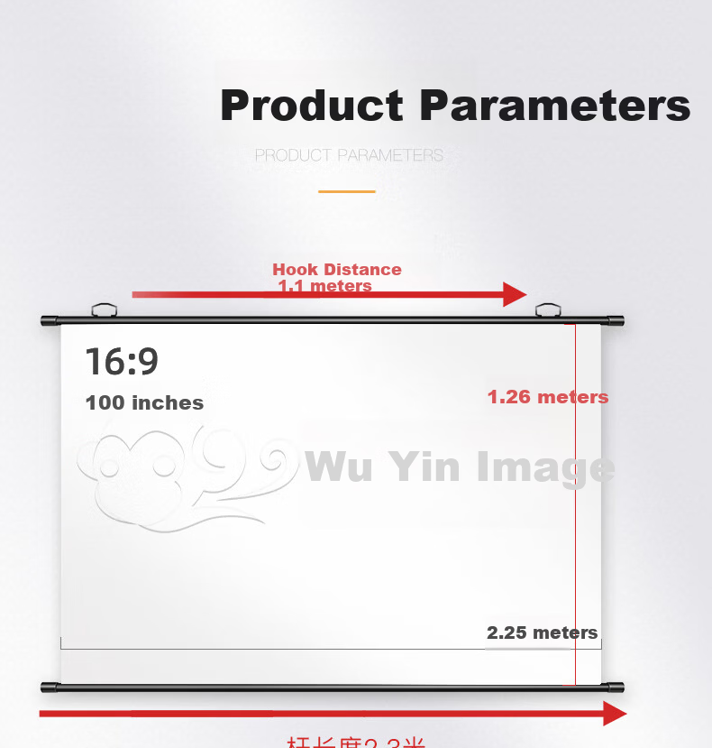 Wuyinxiang 100-inch 16:9 Projection Screen 【No Drilling】 Wall-mounted Simple HD Projector Screen Compatible with XGIMI, JmGO, Xiaomi, Epson Projectors 15
