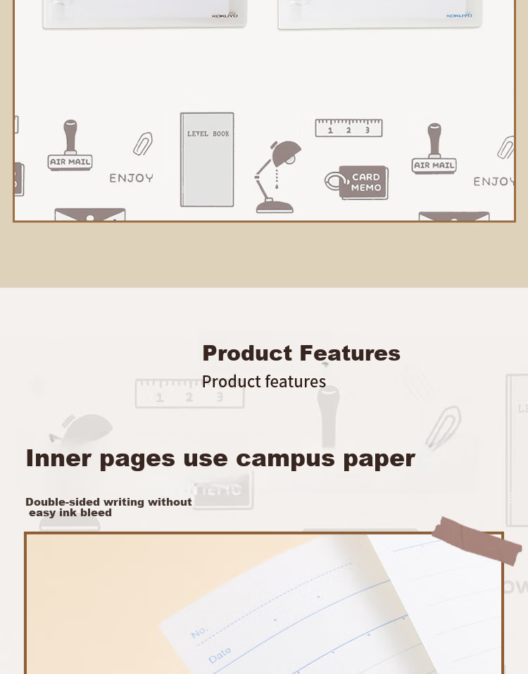 KOKUYO SOU·SOU Series 8-Hole Loose-Leaf Notebook Student Planner Refillable A5/40 Sheets/8mm Ruled White WSG-RU1XP12-2 4